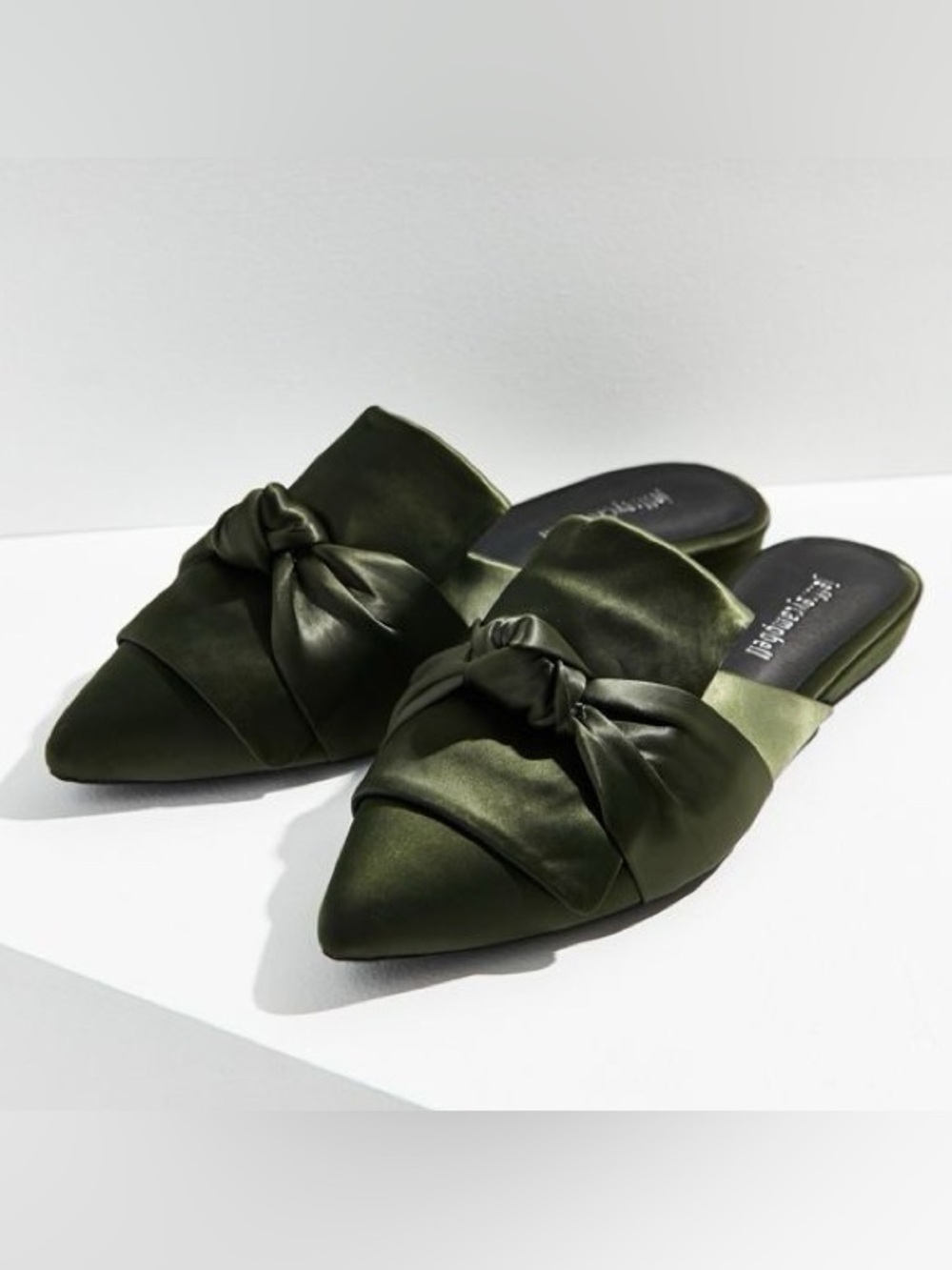 Jeffrey Campbell Dello Satin Mule Olive Green